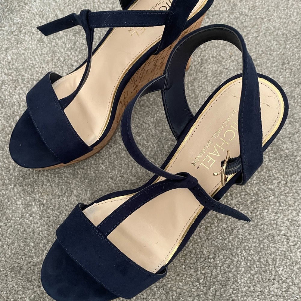 Michaels Dark Blue Wedge Sandals